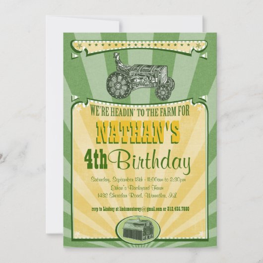 トラクタパーティの招待状 招待状 (正面)
