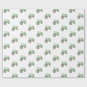 トラクタパーティーラッピング紙 |水色トラクター ラッピングペーパー (フラット)