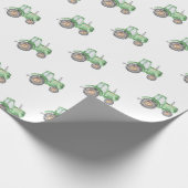 トラクタパーティーラッピング紙 |水色トラクター ラッピングペーパー (角)