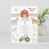 トラクタモダンーオインクバモーア1stファーム誕生日 招待状 (スタンド正面)