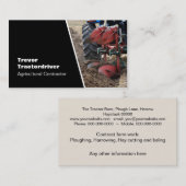 トラクターおよびすきのクローズアップの写真 名刺 (正面/裏面)