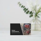 トラクターおよびすきのクローズアップの写真 名刺 (スタンド正面)