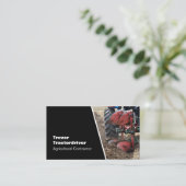 トラクターおよびすきのクローズアップの写真 名刺 (スタンド正面)