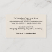 トラクターおよびすきのクローズアップの写真 名刺 (裏面)