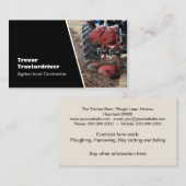 トラクターおよびすきのクローズアップの写真 名刺 (正面/裏面)