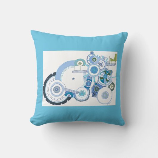 トラクターおよび魚の装飾用クッション クッション (正面)