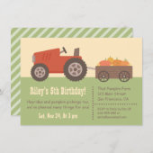 トラクターかぼちゃの子供の誕生日パーティー招待状 招待状 (正面/裏面)