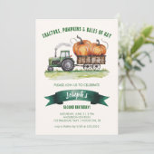 トラクターかぼちゃ秋の誕生日 招待状 (スタンド正面)