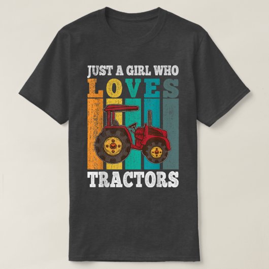 トラクターが大好きな女の子農家女の子 Tシャツ (デザイン正面)