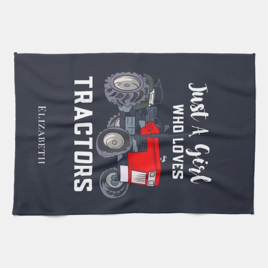 トラクターが大好きな女の子 キッチンタオル (横)