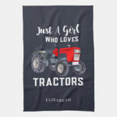 トラクターが大好きな女の子 キッチンタオル (縦)
