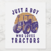 トラクターが大好きな男の子 ワインラベル (シングルラベル)