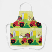 トラクターで歌う鶏とファームシーン エプロン (正面)