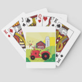 トラクターで歌う鶏とファームシーン トランプ (裏面)