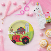 トラクターで歌う鶏とファームシーン ペーパープレート (パーティー)