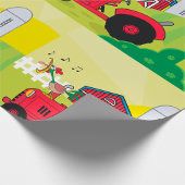 トラクターで歌う鶏とファームシーン ラッピングペーパー