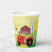 トラクターで歌う鶏とファームシーン 紙コップ (正面)