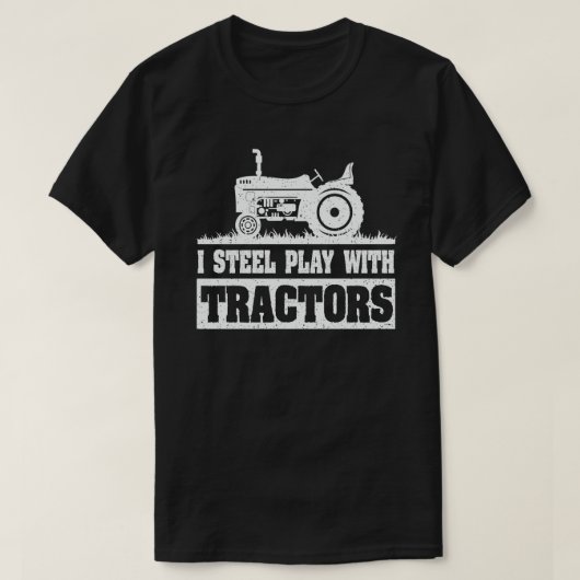 トラクターで遊ぶの大好き!面白い農夫ギフト Tシャツ (デザイン正面)