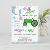 トラクターとマーメイド兄弟姉妹誕生日招待状。 招待状 (スタンド正面)