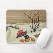 トラクターによってヒツジに干し草を持って行くこと マウスパッド (マウス)