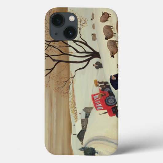 トラクターによってヒツジに干し草を持って行くこと Case-Mate iPhoneケース (裏面)