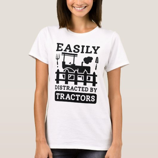 トラクターに容易に気を取られる Tシャツ (正面)