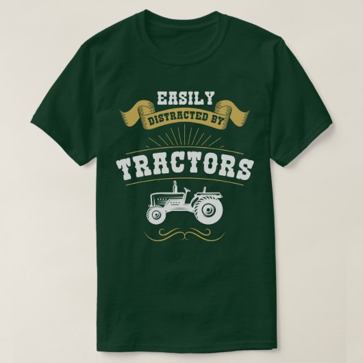 トラクターに容易に気を取られる Tシャツ (デザイン正面)