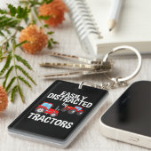 トラクターに簡単に気を散らす農家赤トラクター キーホルダー (正面右)