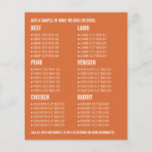 トラクターのある畑、農家と肉屋の広告 チラシ (裏面)