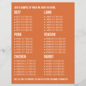 トラクターのある畑、農家と肉屋の広告 チラシ (裏面)