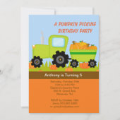 トラクターのカボチャ盗品の誕生日のパーティの招待状 招待状 (正面)