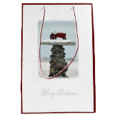 トラクターのクリスマス媒体のギフトバッグ ミディアムペーパーバッグ (正面)