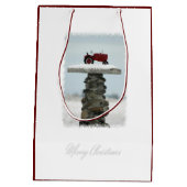 トラクターのクリスマス媒体のギフトバッグ ミディアムペーパーバッグ (裏面)