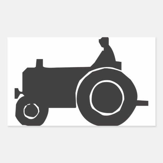 トラクターのシルエットステッカー 長方形シール (正面)