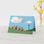 トラクターのバースデー・カードの農家 カード (黄色い花)