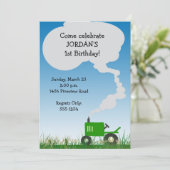 トラクターのパーティの招待状: 緑のトラクター 招待状 (スタンド正面)