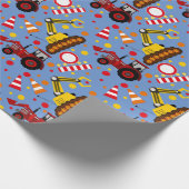 トラクターのブルドーザーの建築の水玉模様 ラッピングペーパー (角)