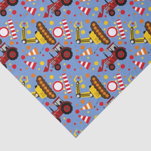 トラクターのブルドーザーの建築の水玉模様 薄葉紙 (詳細)