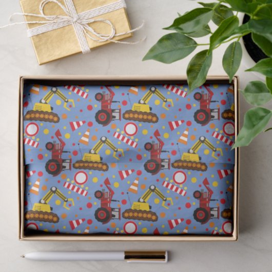 トラクターのブルドーザーの建築の水玉模様 薄葉紙 (ギフト)