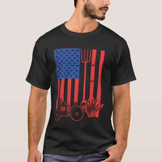 トラクターの世話をする農家農家 Tシャツ (正面)