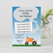 トラクターの写真の招待状: オレンジトラクター 招待状 (スタンド正面)