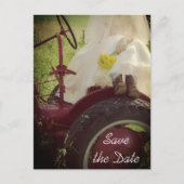 トラクターの国の結婚式の花嫁の日付を保存 案内ポストカード (正面)