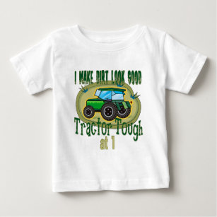 トラクターの堅い第1誕生日 ベビーTシャツ