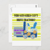 トラクターの女の子のTシャツおよびギフト ポストカード (正面/裏面)