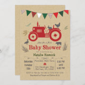 トラクターの家畜のベビーシャワーの招待状 招待状 (正面/裏面)