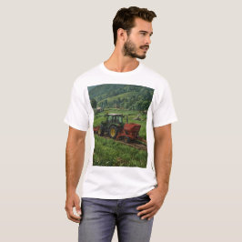 トラクターの横に単語plowが付いている tシャツ