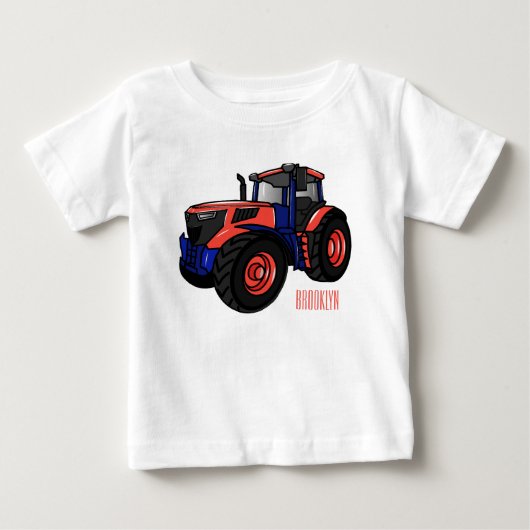 トラクターの漫画イラスト ベビーTシャツ (正面)