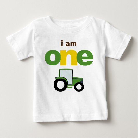 トラクターの第1誕生日のTシャツの幼児のベビーの子供 ベビーTシャツ (正面)