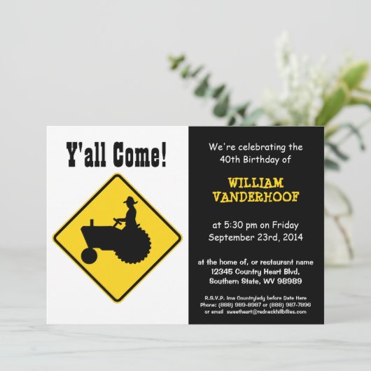 トラクターの誕生会のおもしろいな農家 招待状 (スタンド正面)