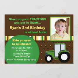 トラクターの誕生日の招待状5x7の写真カード 招待状